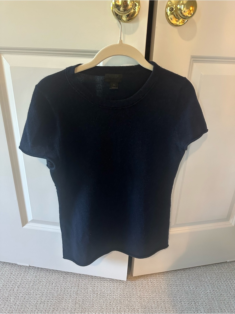 J. Crew Navy Short-Sleeve Cashmere Sweater